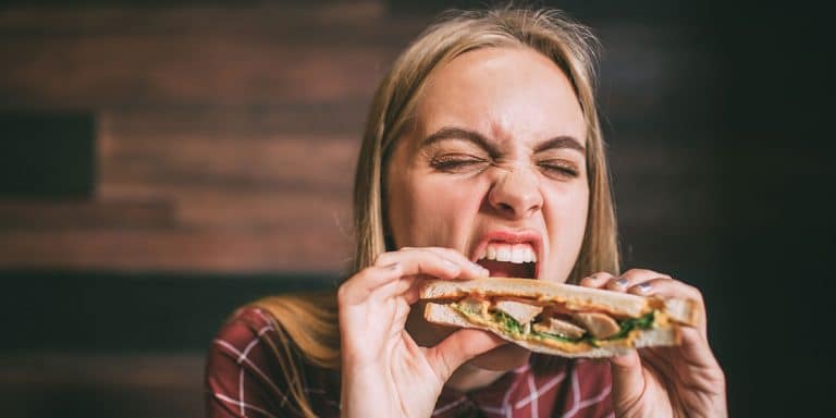 College student eating